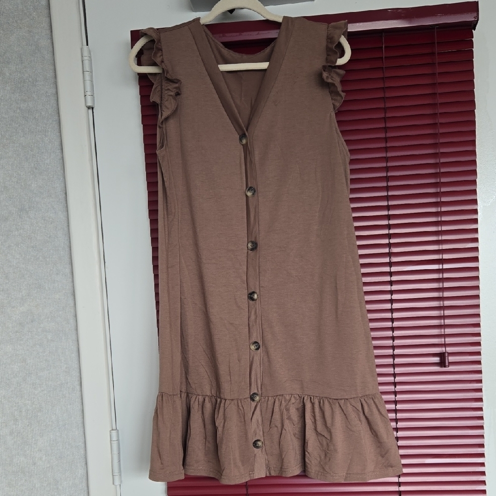 Elegant Brown Sleeveless Dress